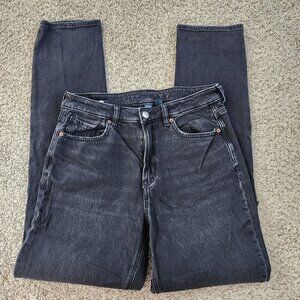 American Eagle Outfitters Strigid Mom Jean Black Distressed Jeans